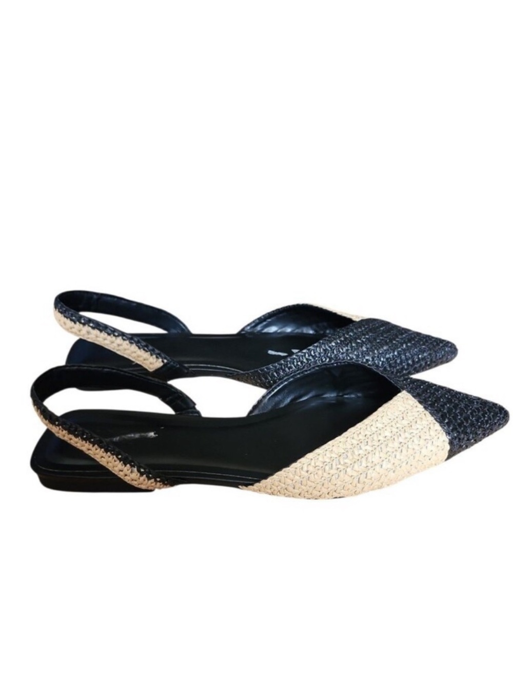 New! INC International Concepts Black & Beige Woven Pointed Flats - Picture 2 of 5